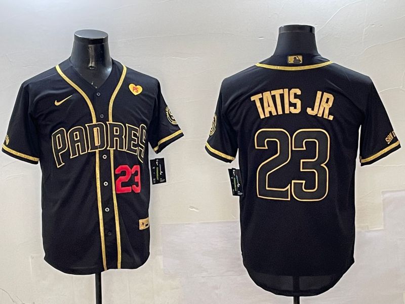 Men San Diego Padres 23 Tatis jr Black Gold Game 2025 Nike MLB Jersey style 8